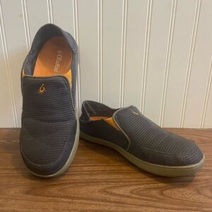 OluKai Nohea Mesh Slip On Slide Loafer Sneaker Grey Orange Breathable 8.5